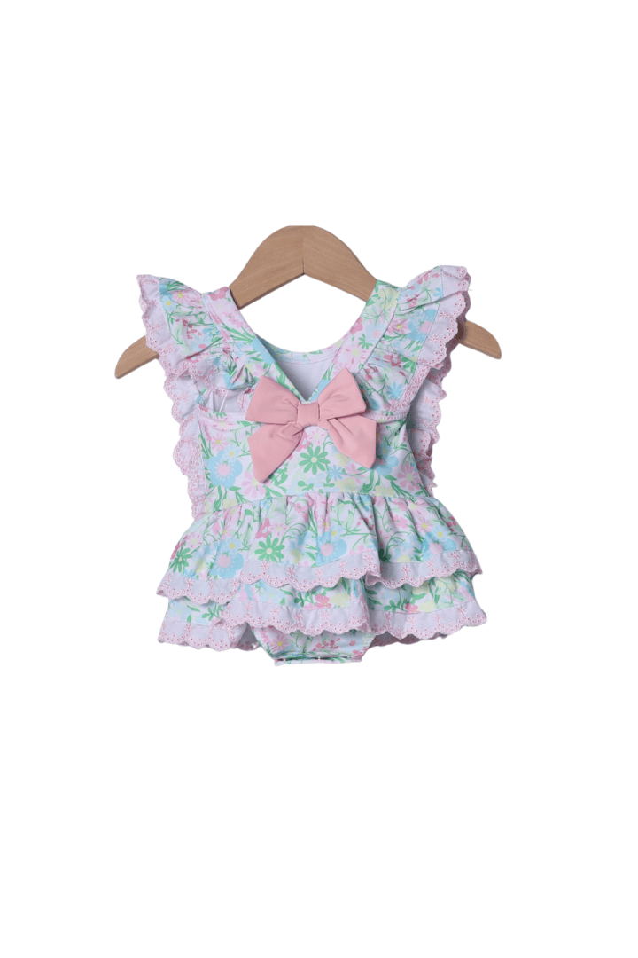 The Smocked Flamingo Apparel & Accessories Ellie Floral Ruffle Swimsuit