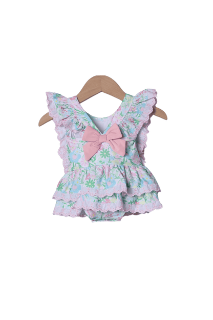 The Smocked Flamingo Apparel & Accessories Ellie Floral Ruffle Swimsuit