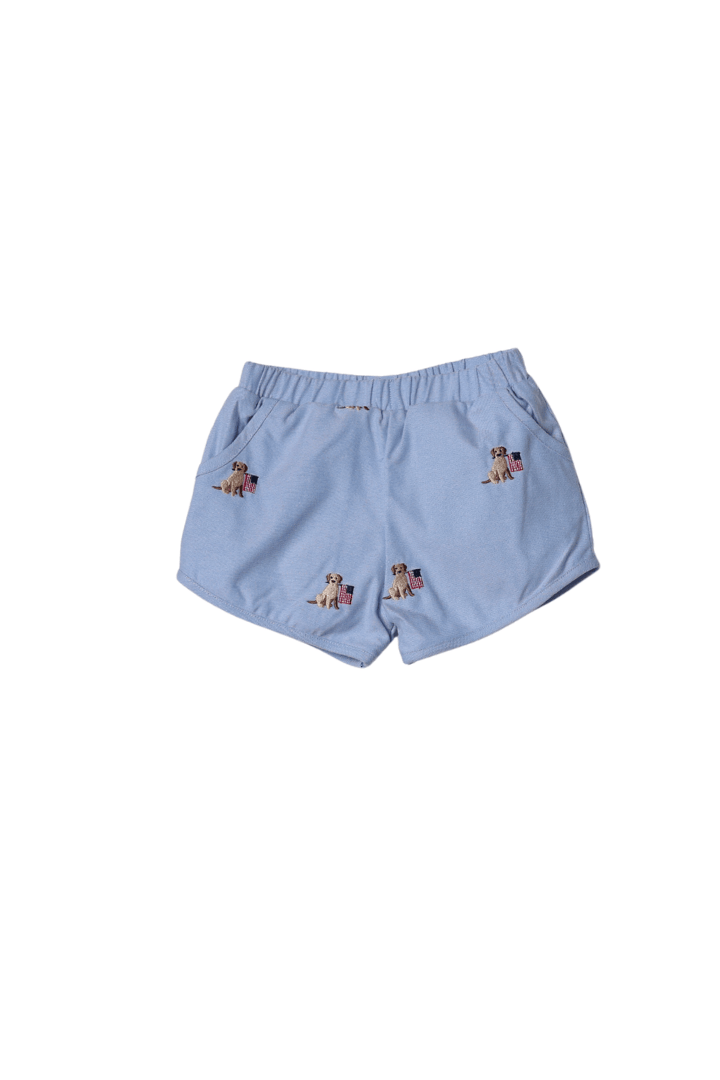 The Smocked Flamingo Apparel & Accessories Embroidered American Pup Polo Short Set