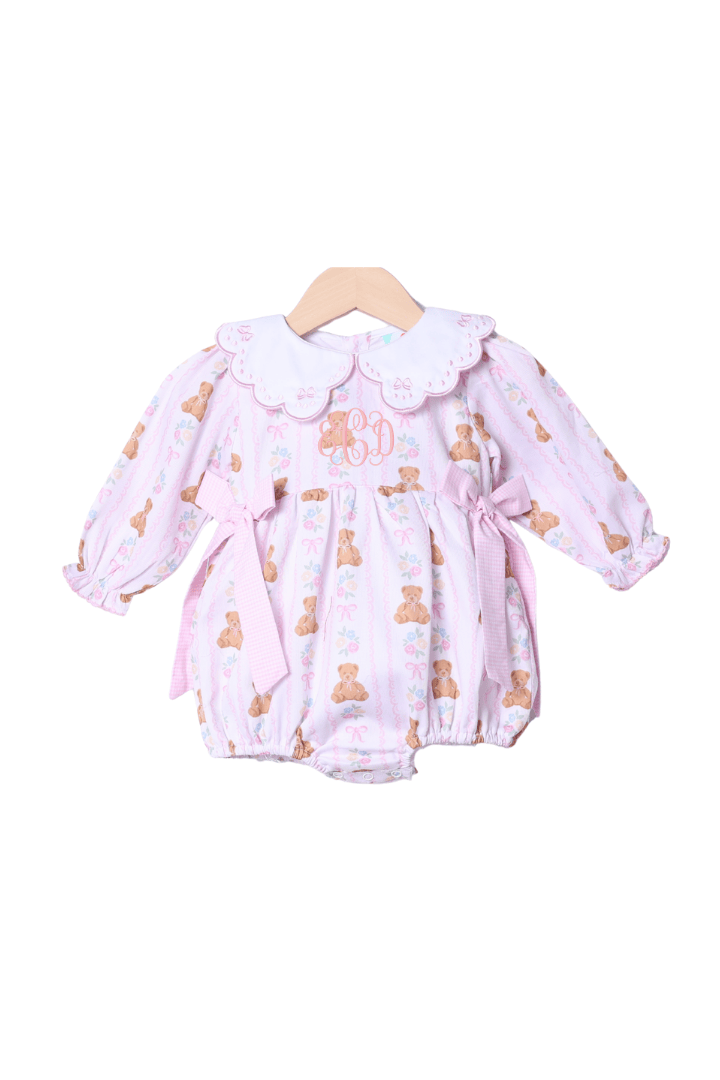 The Smocked Flamingo Apparel & Accessories Embroidered Beary Sweet Bow Bubble