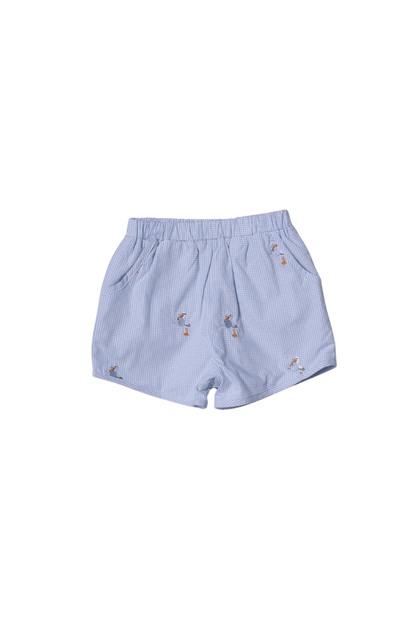 The Smocked Flamingo Apparel & Accessories Embroidered Big Brother Blue Gingham Short Set