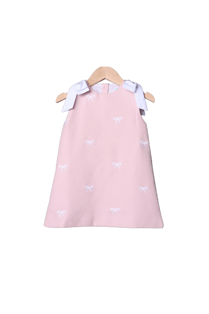 The Smocked Flamingo Apparel & Accessories Embroidered Bow Pink Honeycomb Dress