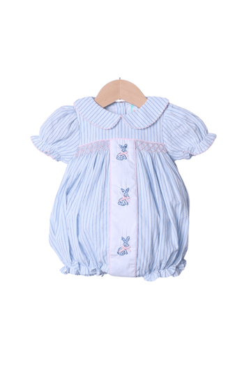 Anavini Boys Blue Gingham Shadow Stitch Bunnies Bubble main image 0