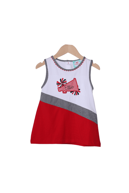 The Smocked Flamingo Apparel & Accessories Embroidered Cheer Black and Red Dress