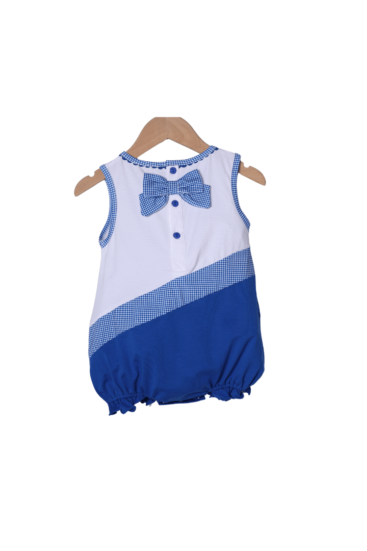 The Smocked Flamingo Apparel & Accessories Embroidered Cheer Blue and White Bubble