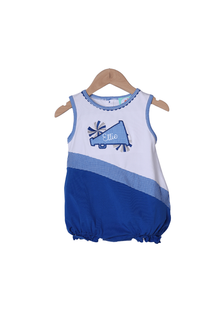 The Smocked Flamingo Apparel & Accessories Embroidered Cheer Blue and White Bubble