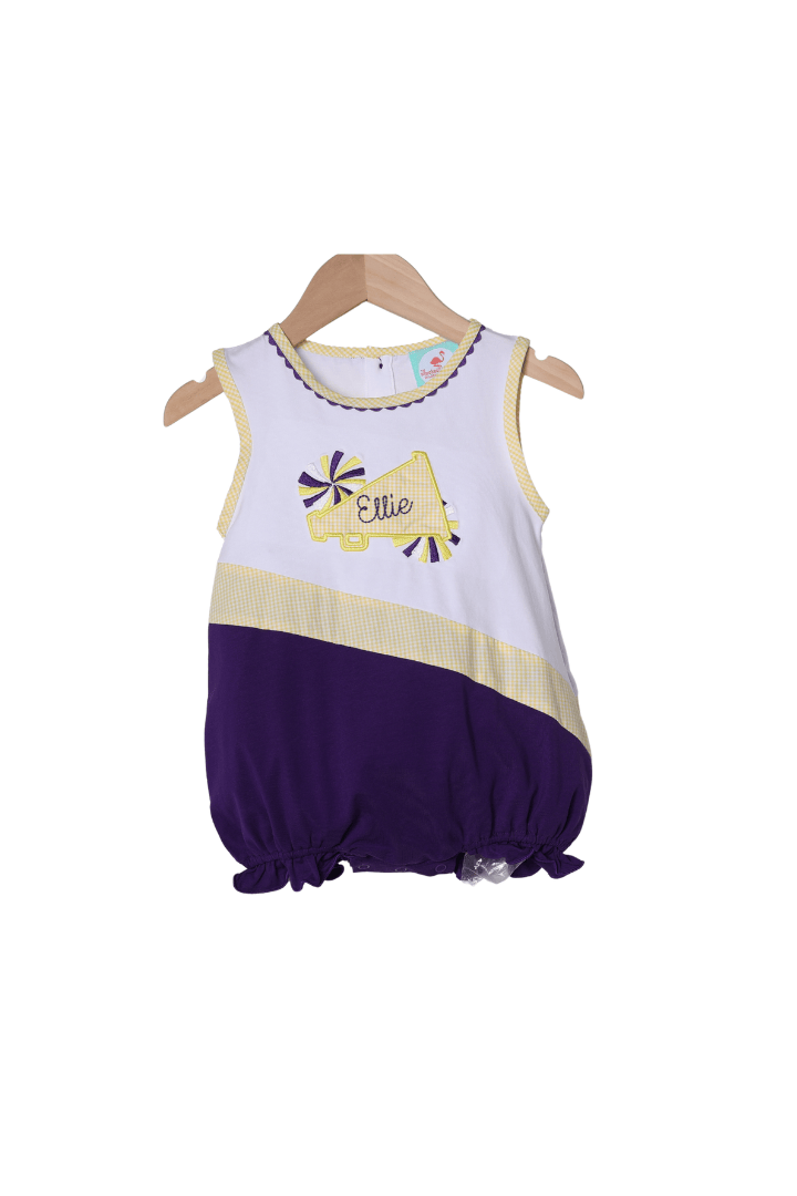 The Smocked Flamingo Apparel & Accessories Embroidered Cheer Purple and Yellow Bubble