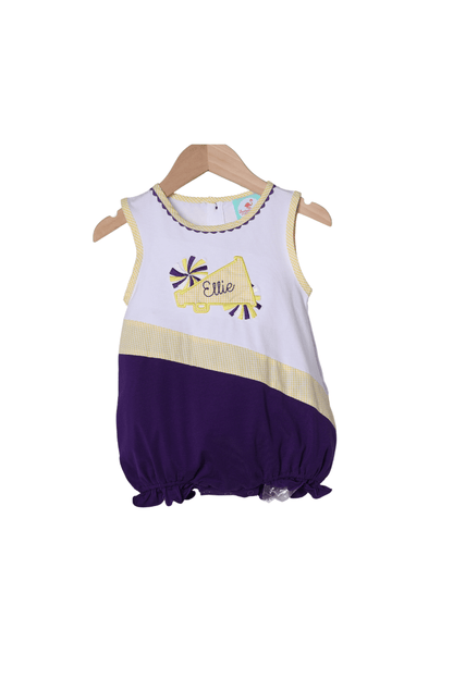 The Smocked Flamingo Apparel & Accessories Embroidered Cheer Purple and Yellow Bubble