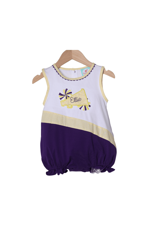 The Smocked Flamingo Apparel & Accessories Embroidered Cheer Purple and Yellow Bubble