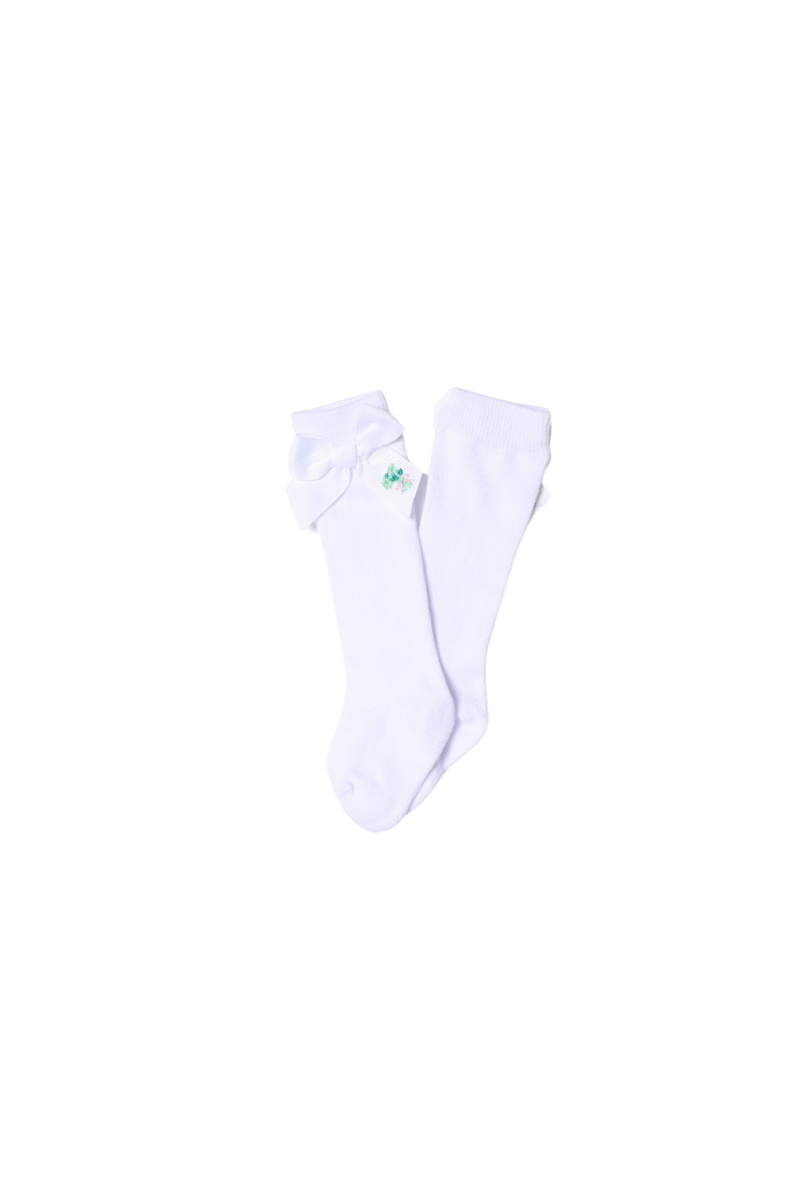 The Smocked Flamingo Apparel & Accessories Embroidered Four Leaf Clover Bow Socks