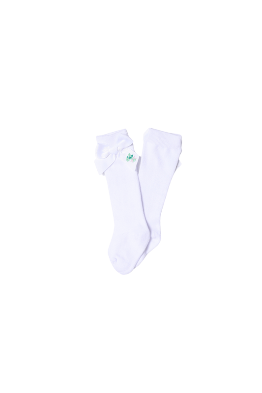 The Smocked Flamingo Apparel & Accessories Embroidered Four Leaf Clover Bow Socks