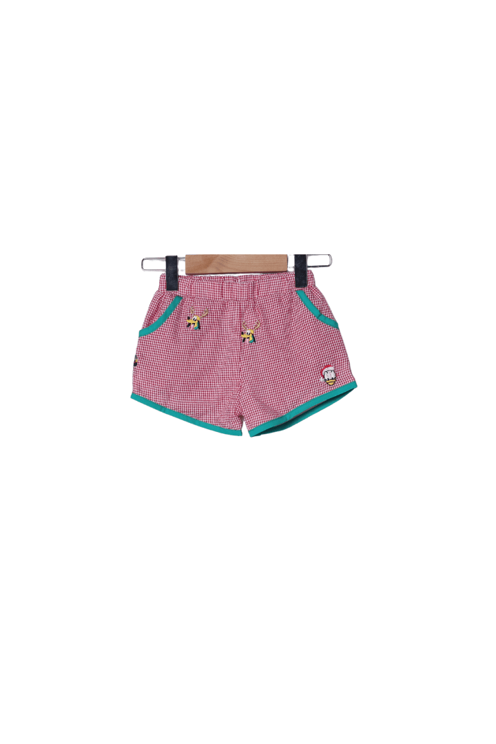 The Smocked Flamingo Apparel & Accessories Embroidered/French Knot Mouse and Friends Red Gingham Short Set