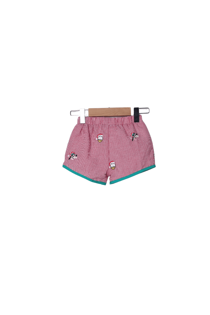 The Smocked Flamingo Apparel & Accessories Embroidered/French Knot Mouse and Friends Red Gingham Short Set