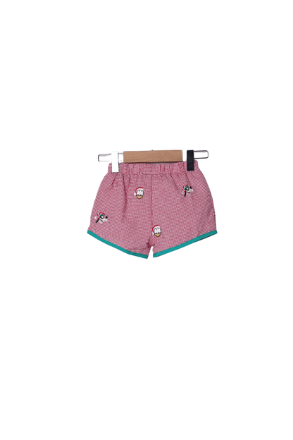 The Smocked Flamingo Apparel & Accessories Embroidered/French Knot Mouse and Friends Red Gingham Short Set