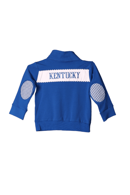 The Smocked Flamingo Apparel & Accessories Embroidered Go Cats Royal Blue/Gingham Pullover