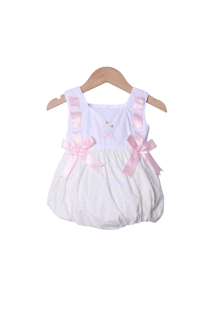 The Smocked Flamingo Apparel & Accessories Embroidered Ice Cream Cone Swiss Dot Bubble