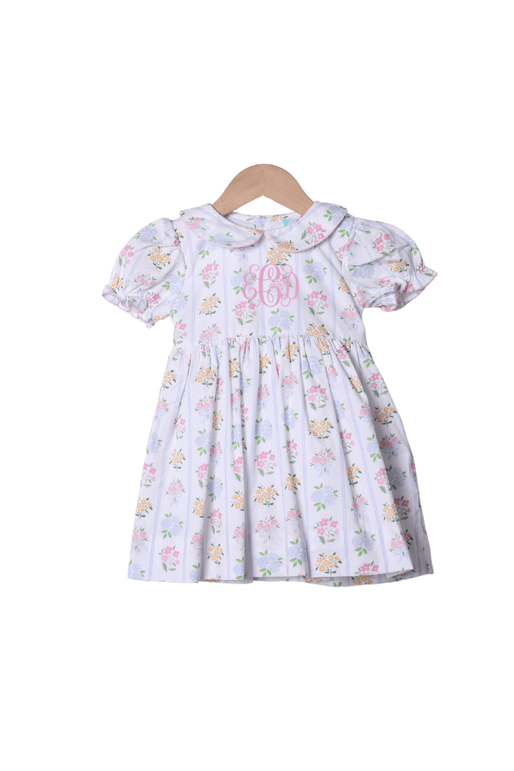 The Smocked Flamingo Apparel & Accessories Embroidered Jesus Loves Me Floral Cross Dress