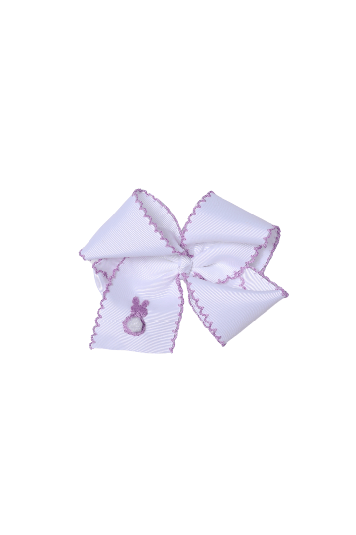 The Smocked Flamingo Apparel & Accessories Embroidered Lavender Peep Grosgrain Bow