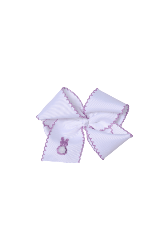 The Smocked Flamingo Apparel & Accessories Embroidered Lavender Peep Grosgrain Bow