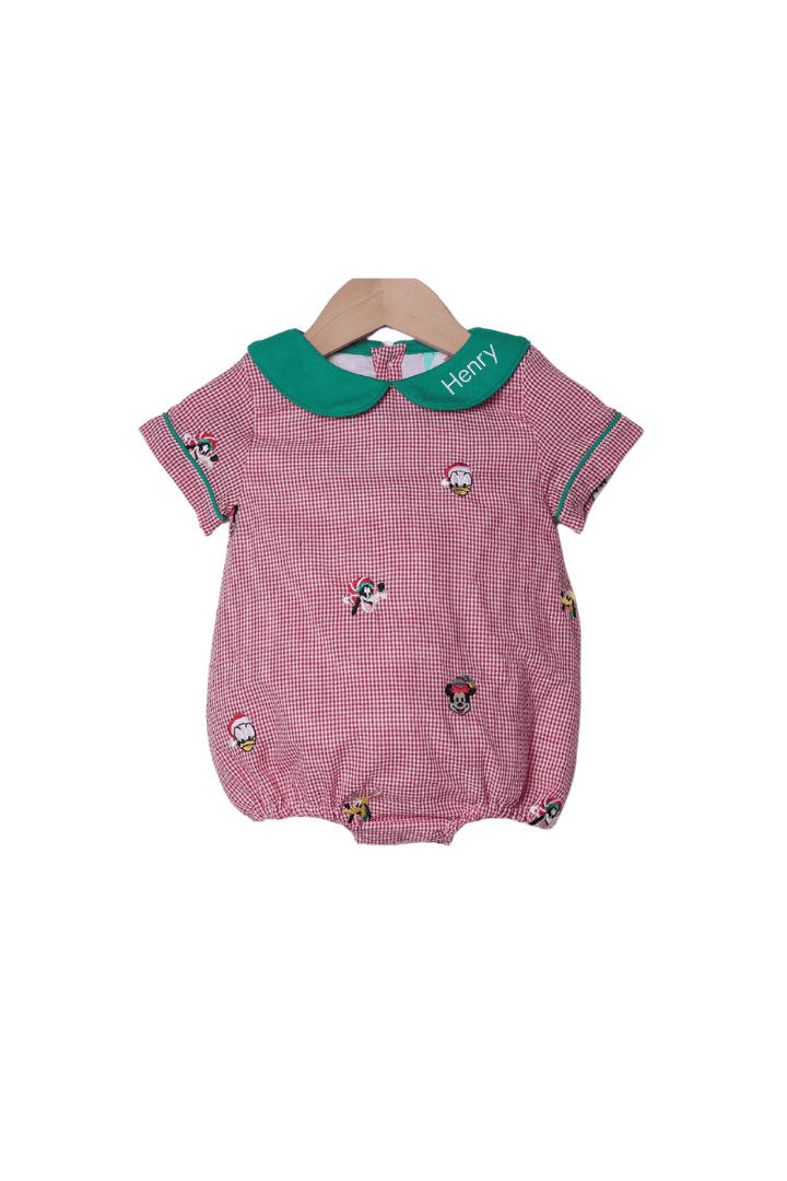 The Smocked Flamingo Apparel & Accessories Embroidered Mouse and Friends Red Gingham Bubble