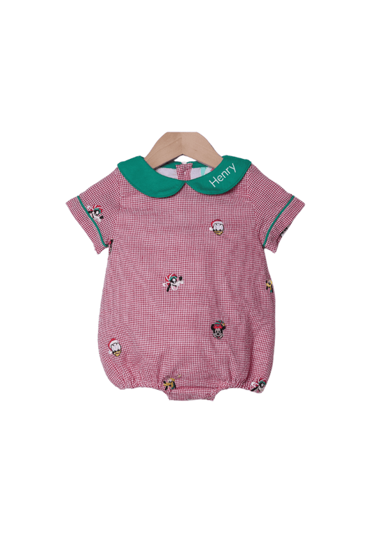 The Smocked Flamingo Apparel & Accessories Embroidered Mouse and Friends Red Gingham Bubble