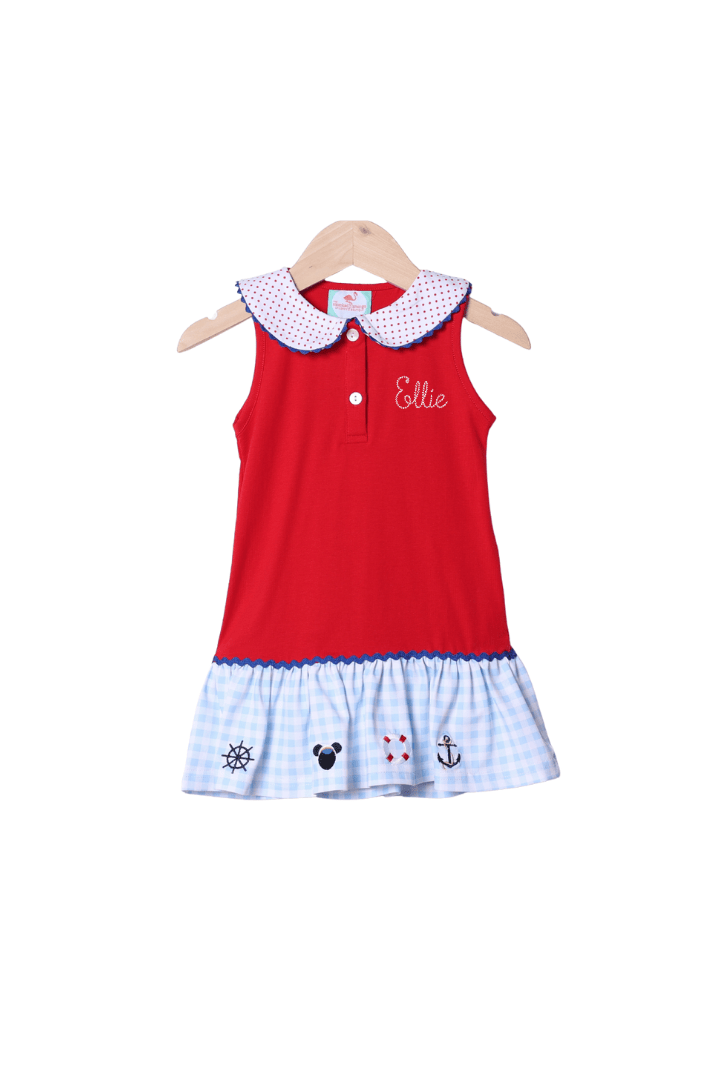 The Smocked Flamingo Apparel & Accessories Embroidered Mouse Cruise Tennis Dress