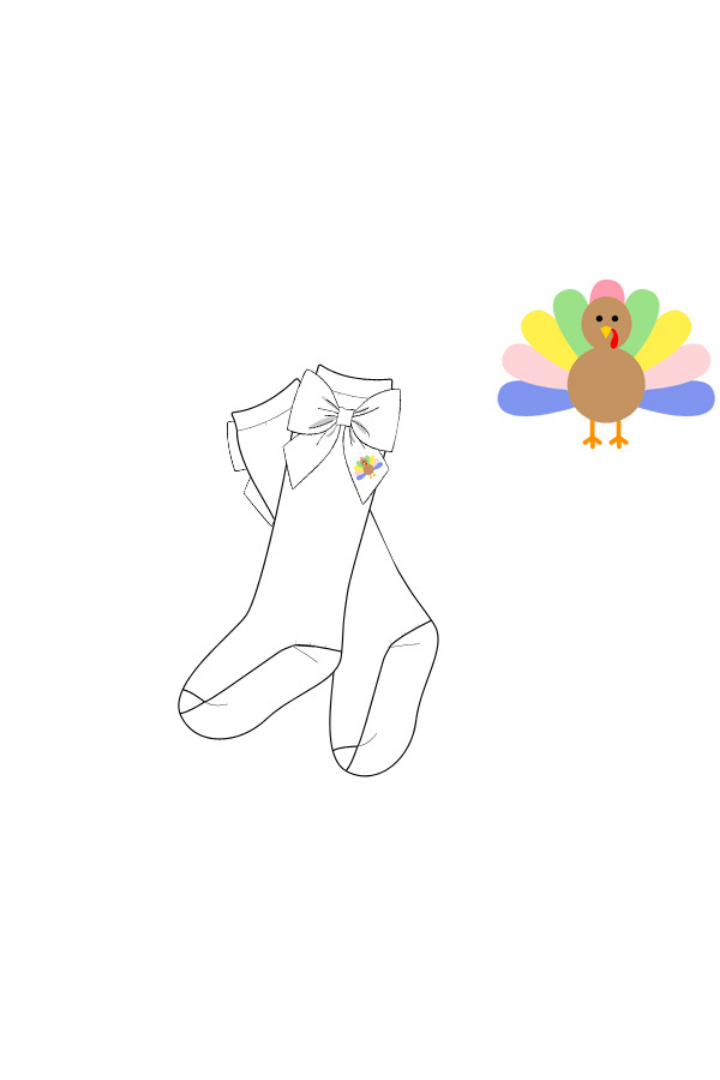 The Smocked Flamingo Apparel & Accessories Embroidered Pastel Turkey Bow Socks