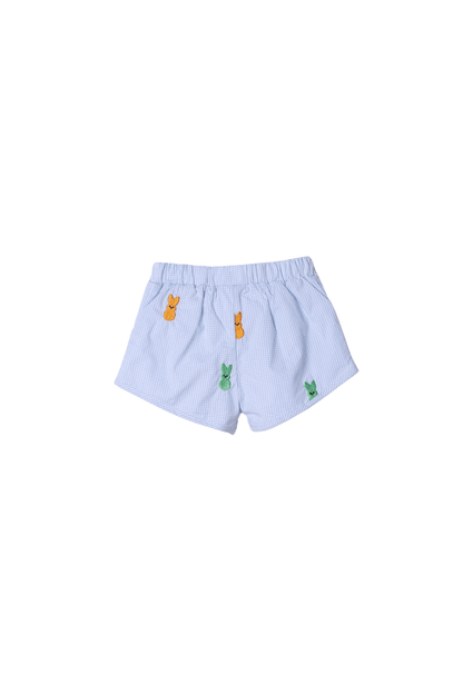 The Smocked Flamingo Apparel & Accessories Embroidered Peeps Baby Blue Gingham Polo Short Set
