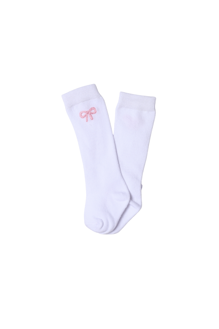 The Smocked Flamingo Apparel & Accessories Embroidered Pink Bow Socks