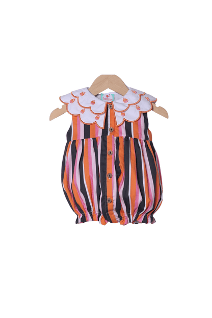 The Smocked Flamingo Apparel & Accessories Embroidered Striped Candy Corn Button Bubble