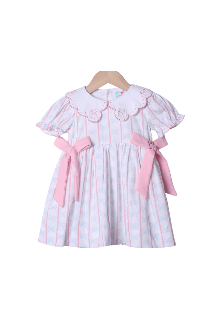 The Smocked Flamingo Apparel & Accessories Embroidered Sweet Scalloped Bow Dress