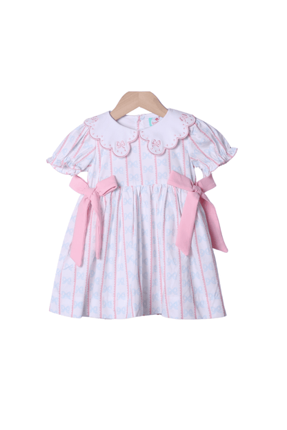 The Smocked Flamingo Apparel & Accessories Embroidered Sweet Scalloped Bow Dress