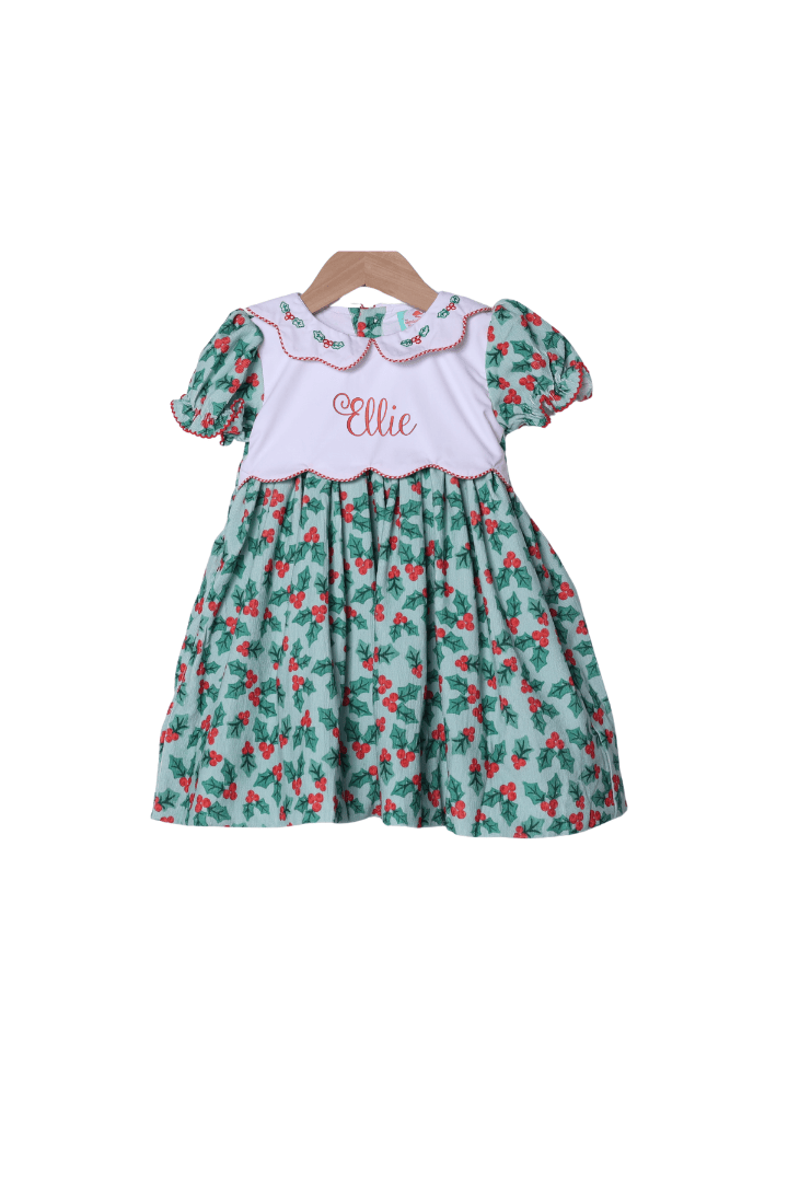 The Smocked Flamingo Apparel & Accessories Embroidered Sweet Scalloped Holly Dress
