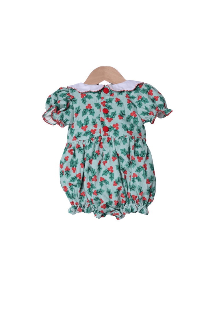 The Smocked Flamingo Apparel & Accessories Embroidered Sweet Scalloped Holly Honeycomb Bubble