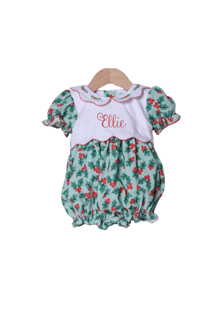 The Smocked Flamingo Apparel & Accessories Embroidered Sweet Scalloped Holly Honeycomb Bubble