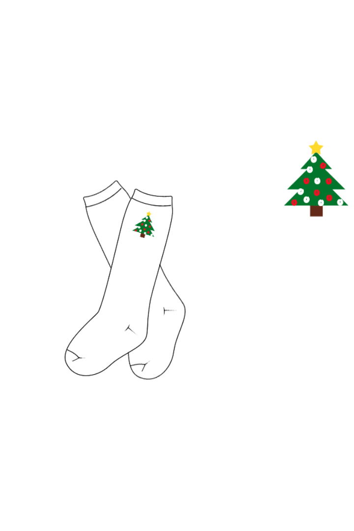 The Smocked Flamingo Apparel & Accessories Embroidered Traditional Christmas Tree Socks