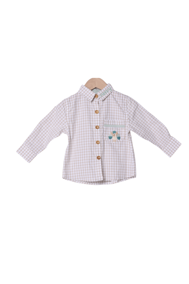 The Smocked Flamingo Apparel & Accessories Embroidered Turkey Button Down Shirt