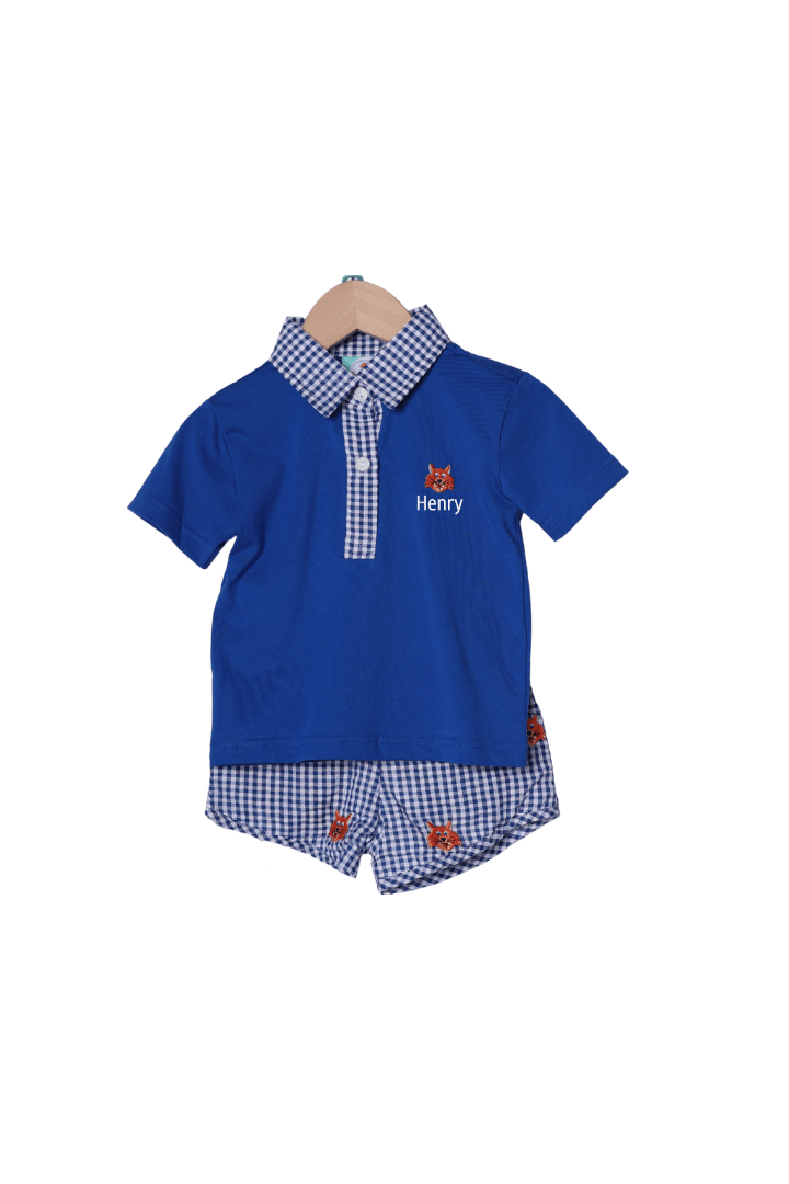The Smocked Flamingo Apparel & Accessories Embroidered Wildcat Short Set