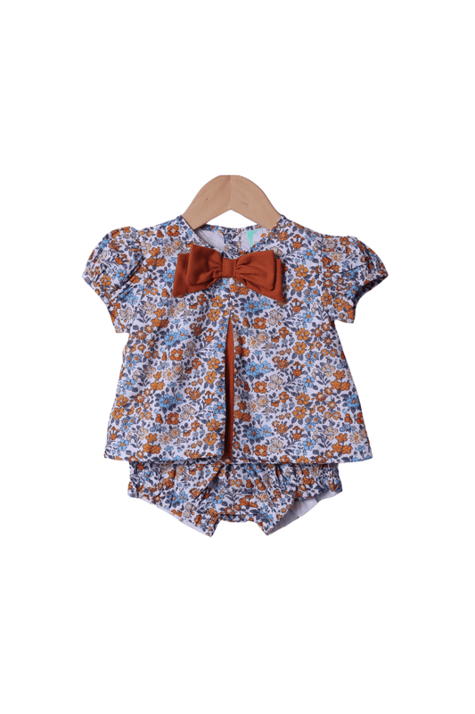 The Smocked Flamingo Apparel & Accessories Fall Floral Bow Bloomer Set