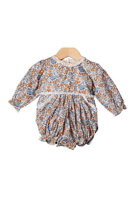 The Smocked Flamingo Apparel & Accessories Fall Floral Long Sleeve Bubble