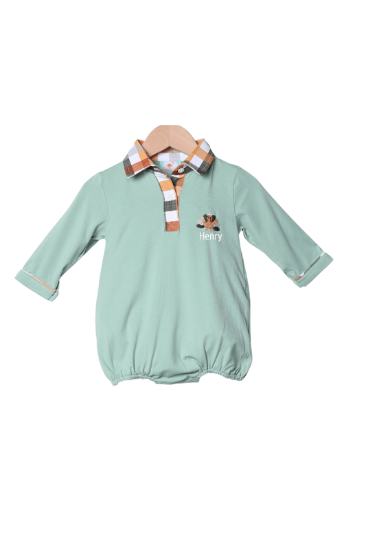 The Smocked Flamingo Apparel & Accessories Fall Floral Turkey Polo Bubble