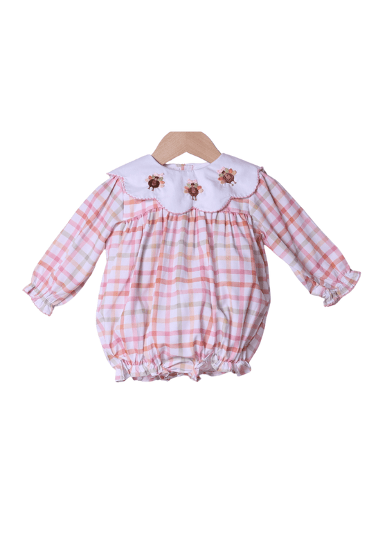 The Smocked Flamingo Apparel & Accessories Fall Pink Plaid Turkey Bubble