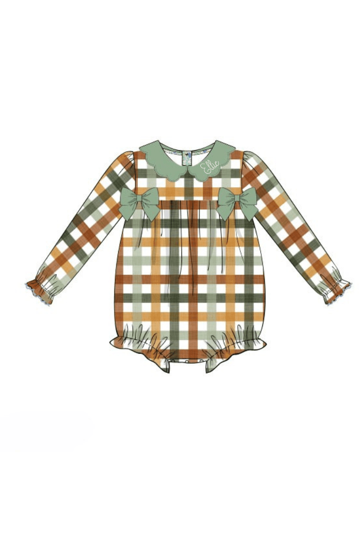 The Smocked Flamingo Apparel & Accessories Fall Plaid Bow Bubble