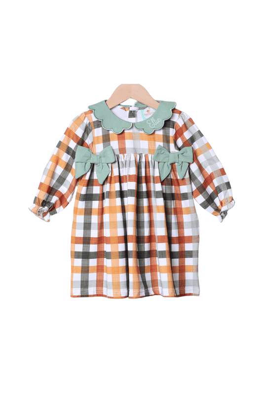 The Smocked Flamingo Apparel & Accessories Fall Plaid Bow Dress