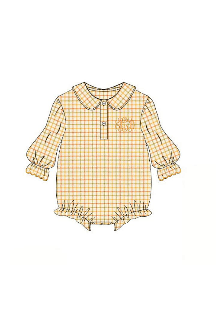 The Smocked Flamingo Apparel & Accessories Fall Plaid Puff Sleeve Bubble
