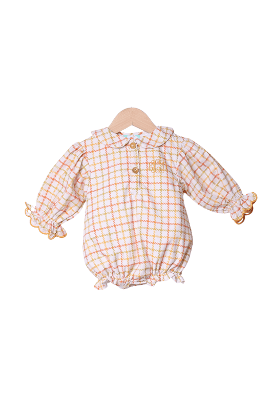 The Smocked Flamingo Apparel & Accessories Fall Plaid Puff Sleeve Bubble