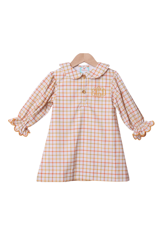 The Smocked Flamingo Apparel & Accessories Fall Plaid Puff Sleeve Dress