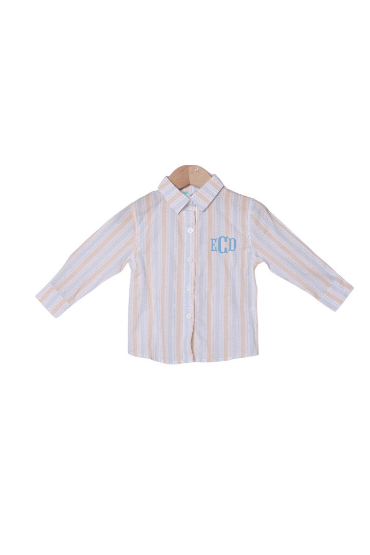 The Smocked Flamingo Apparel & Accessories Fall Striped Button Down Shirt