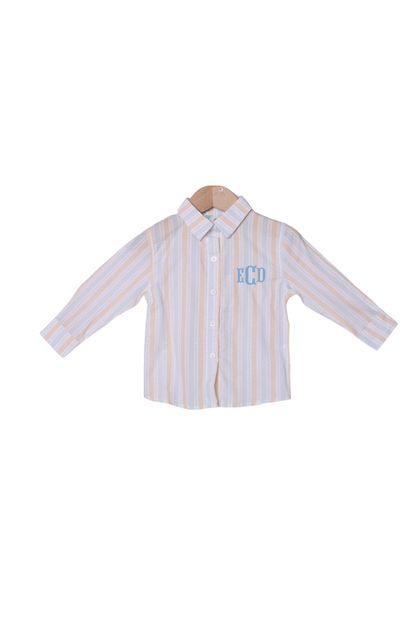 The Smocked Flamingo Apparel & Accessories Fall Striped Button Down Shirt