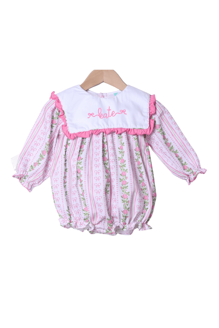 The Smocked Flamingo Apparel & Accessories Fancy Floral Long Sleeve Bib Bubble